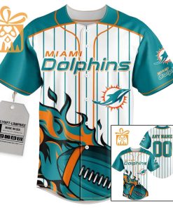 NFL Baseball Jersey - Miami Dolphins Baseball Jersey TShirt - Personalized Baseball Jerseys