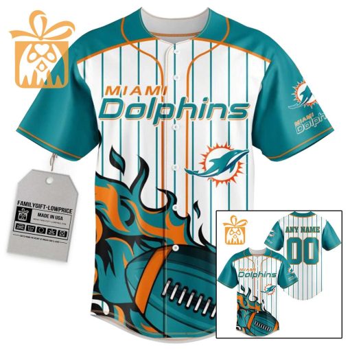 NFL Baseball Jersey – Miami Dolphins Baseball Jersey TShirt – Personalized Baseball Jerseys