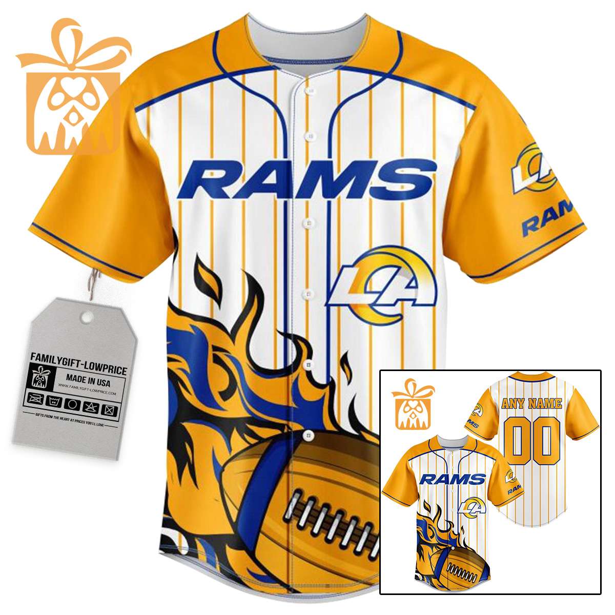 NFL Baseball Jersey - Rams Baseball Jersey TShirt - Personalized Baseball Jerseys
