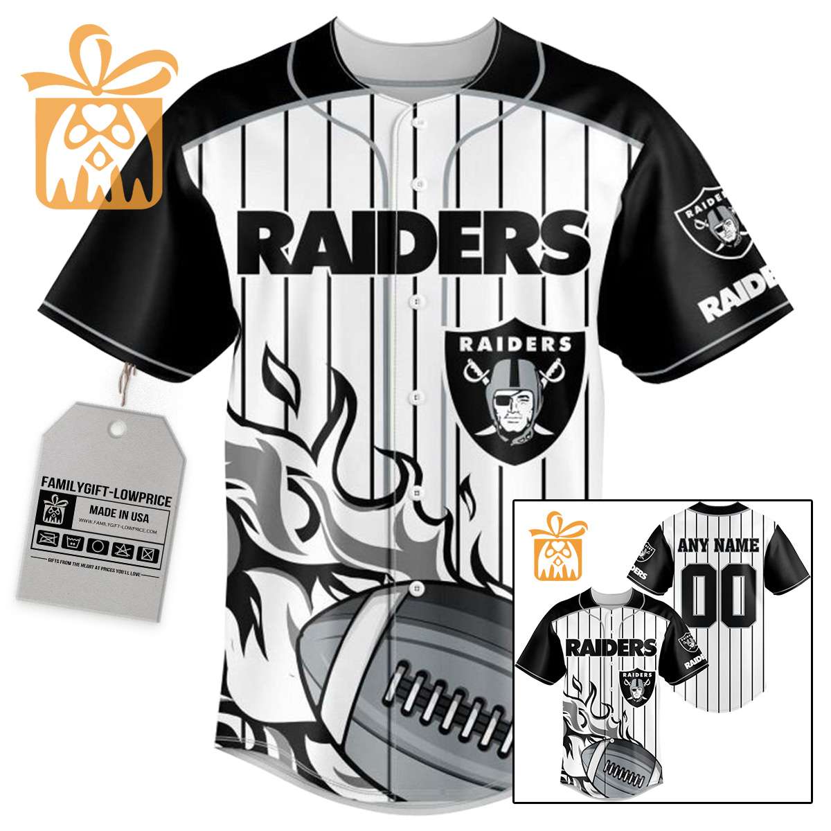 NFL Baseball Jersey - Las Vegas Raiders Baseball Jersey TShirt - Personalized Baseball Jerseys