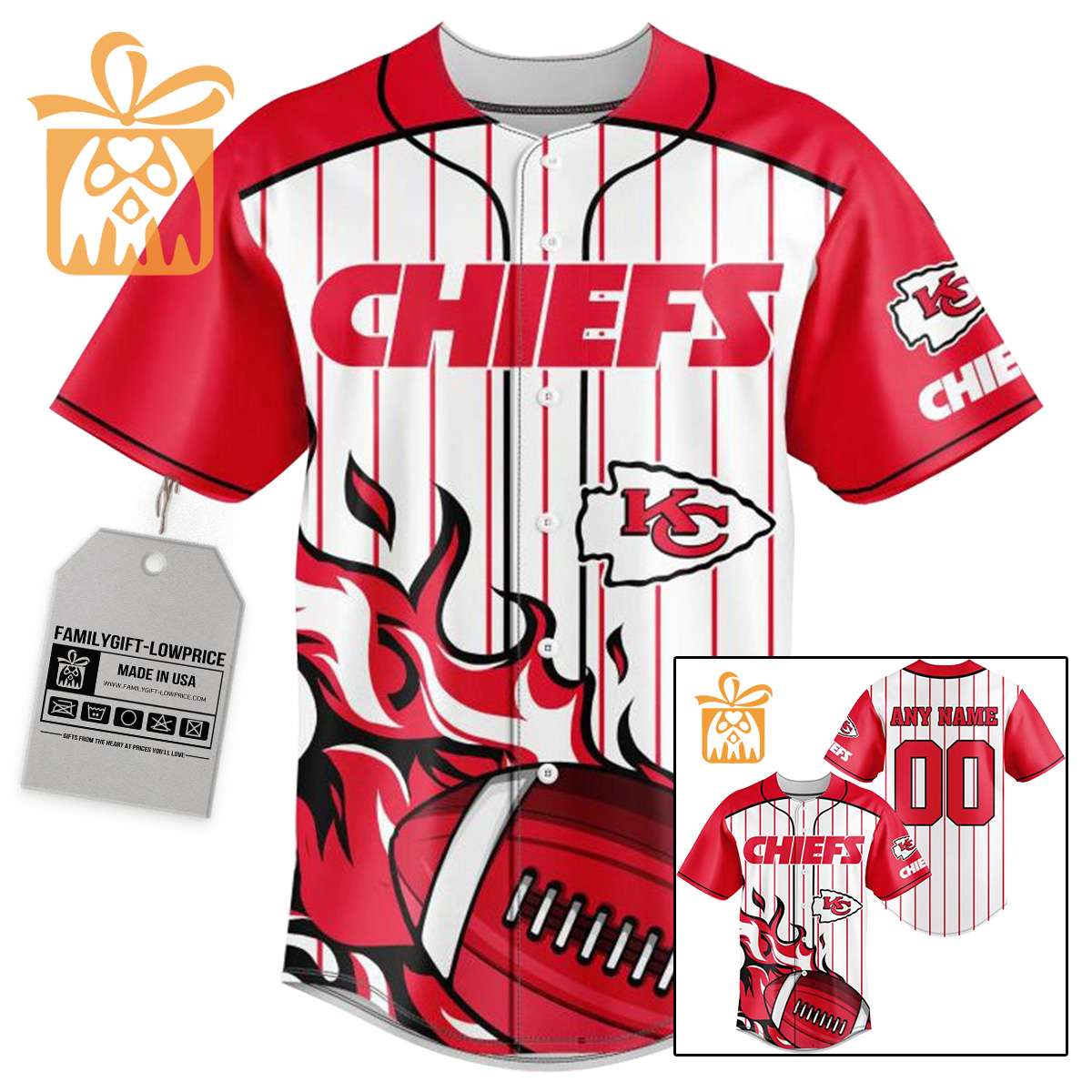 NFL Baseball Jersey - Chiefs Baseball Jersey TShirt - Personalized Baseball Jerseys