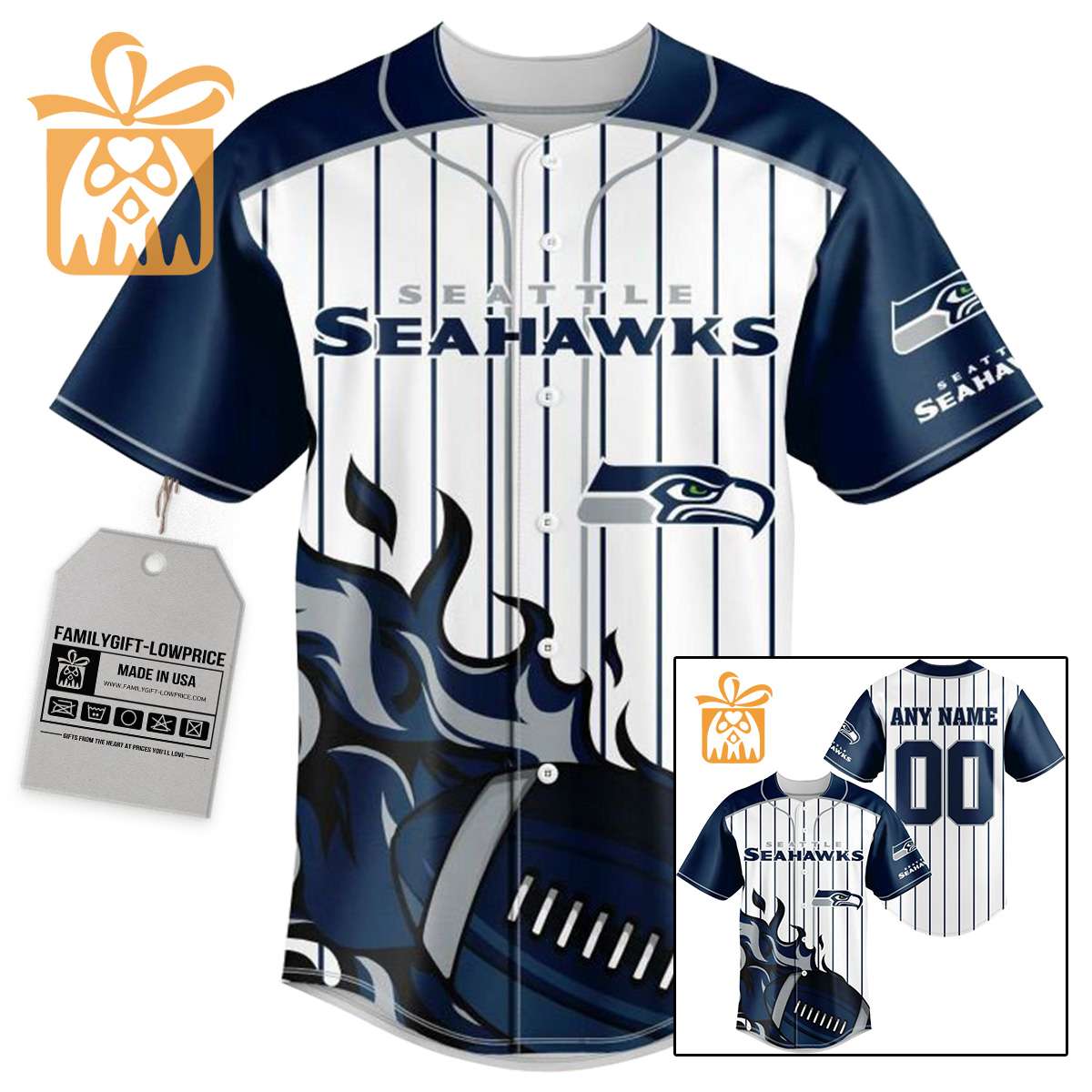 NFL Baseball Jersey - Seattle Seahawks Baseball Jersey TShirt - Personalized Baseball Jerseys