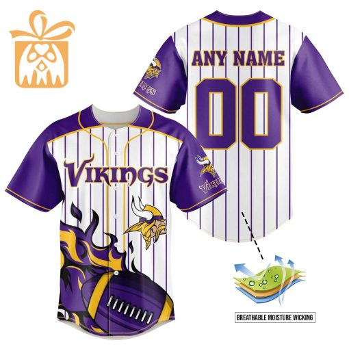 NFL Baseball Jersey – Minnesota Vikings Baseball Jersey TShirt – Personalized Baseball Jerseys