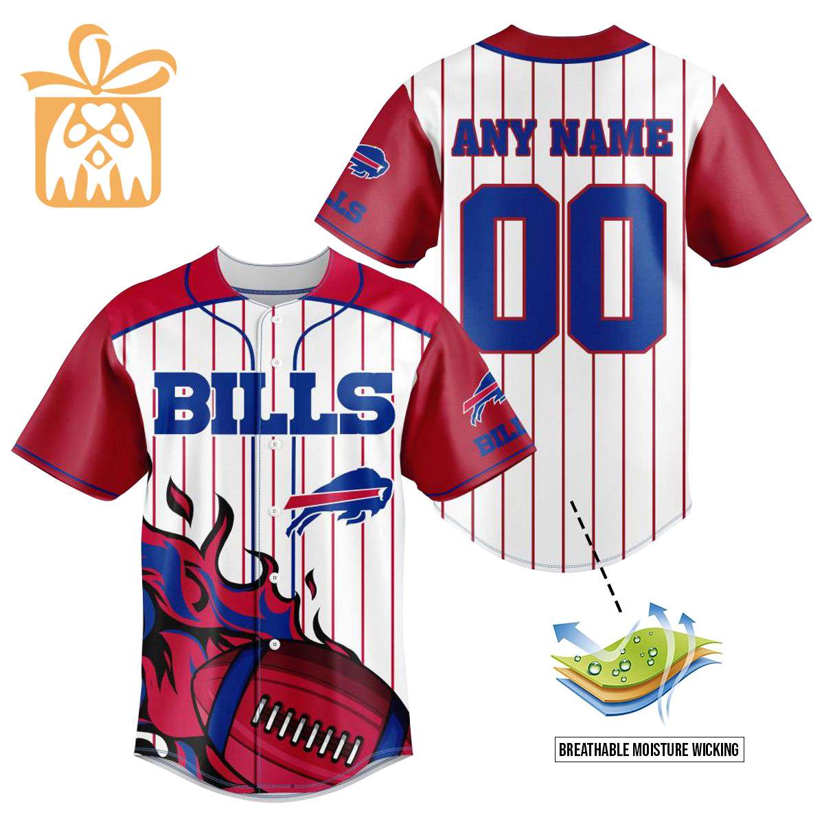NFL Baseball Jersey - Buffalo Bills Baseball Jersey TShirt - Personalized Baseball Jerseys