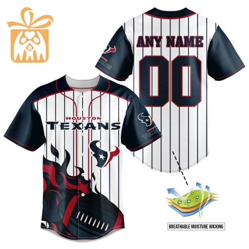 NFL Baseball Jersey – Houston Texans Baseball Jersey TShirt – Personalized Baseball Jerseys