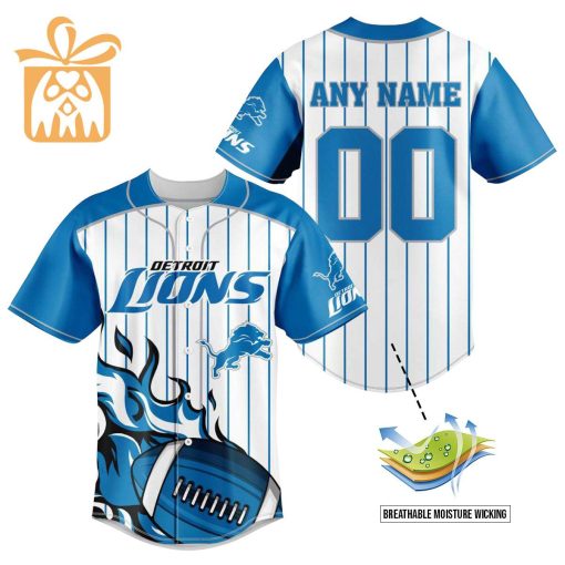 NFL Baseball Jersey – Detroit Lions Baseball Jersey TShirt – Personalized Baseball Jerseys