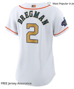 Women's Astros Bregman Jersey, Nike White/Gold 2023 Gold Collection MLB Replica Jersey - Best MLB Jerseys