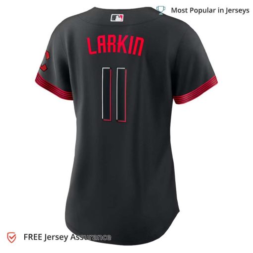 Women’s Cincinnati Reds Barry Larkin Jersey, Nike Black 2023 City Connect MLB Replica Jersey – Best MLB Jerseys
