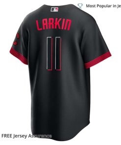 Men's Cincinnati Reds Barry Larkin Jersey, Nike Black 2023 City Connect MLB Replica Jersey - Best MLB Jerseys