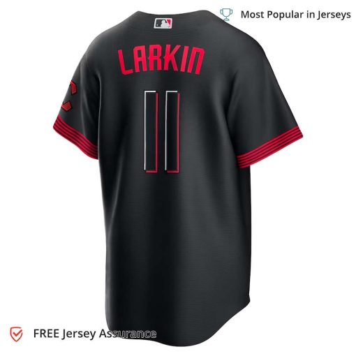 Men’s Cincinnati Reds Barry Larkin Jersey, Nike Black 2023 City Connect MLB Replica Jersey – Best MLB Jerseys