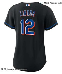 Women's New York Mets Lindor Mets Jersey, Nike Black 2022 Alternate MLB Replica Jersey - Best MLB Jerseys