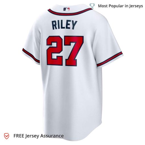 Men’s Atlanta Braves Austin Riley Jersey, Nike White Home MLB Replica Jersey – Best MLB Jerseys