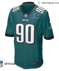 NFL Jersey Men’s Philadelphia Eagles Jordan Davis Jersey Nike Midnight Green Super Bowl LVII Patch Game Jersey