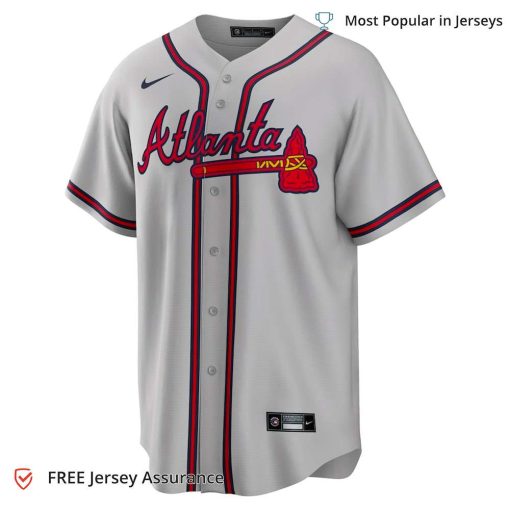 Men’s Atlanta Braves Acuna Braves Jersey, Nike Gray Road Official MLB Replica Jersey – Best MLB Jerseys