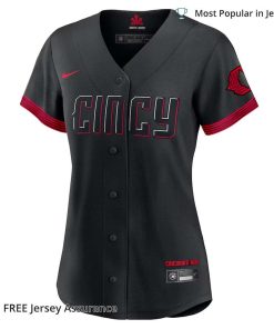 Women's Cincinnati Reds Barry Larkin Jersey, Nike Black 2023 City Connect MLB Replica Jersey - Best MLB Jerseys