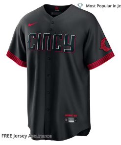 Men's Cincinnati Reds Barry Larkin Jersey, Nike Black 2023 City Connect MLB Replica Jersey - Best MLB Jerseys