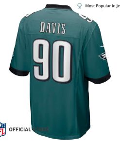 NFL Jersey Men’s Philadelphia Eagles Jordan Davis Jersey Nike Midnight Green Super Bowl LVII Patch Game Jersey