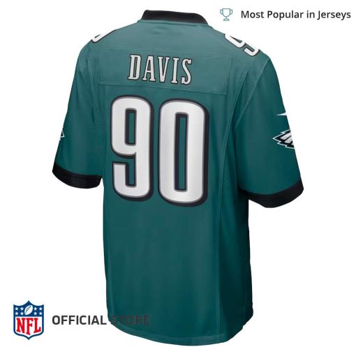 NFL Jersey Men’s Philadelphia Eagles Jordan Davis Jersey Nike Midnight Green Super Bowl LVII Patch Game Jersey