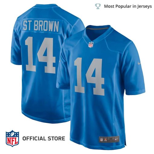 NFL Jersey Men’s Detroit Lions Amon Ra St Brown Jersey Blue Player Game Jersey