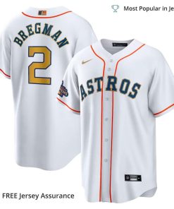 Men's Astros Bregman Jersey, Nike White/Gold 2023 Gold Collection MLB Replica Jersey - Best MLB Jerseys
