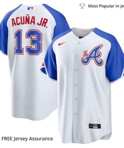 Men’s Atlanta Braves Acuna Braves Jersey, Nike White 2023 City Connect MLB Replica Jersey – Best MLB Jerseys