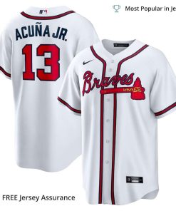 Men's Atlanta Braves Acuna Braves Jersey, Nike White Home Official MLB Replica Jersey - Best MLB Jerseys