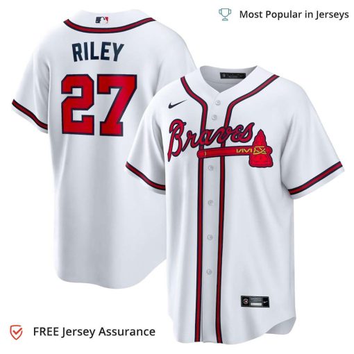 Men’s Atlanta Braves Austin Riley Jersey, Nike White Home MLB Replica Jersey – Best MLB Jerseys