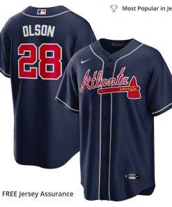 Men's Atlanta Braves Matt Olson Jersey, Nike Navy Alternate MLB Replica Jersey - Best MLB Jerseys