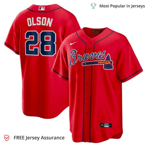 Men’s Atlanta Braves Matt Olson Jersey, Nike Red Alternate MLB Replica Jersey – Best MLB Jerseys