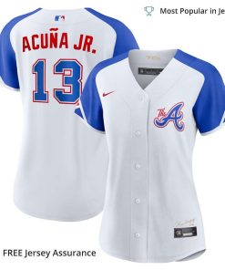 Women's Atlanta Braves Acuna Braves Jersey, Nike White 2023 City Connect MLB Replica Jersey - Best MLB Jerseys