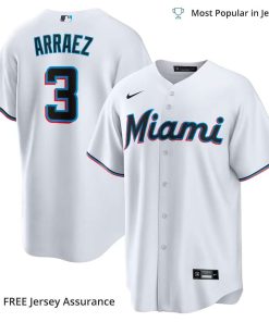 Men’s Miami Marlins Luis Arraez Jersey, Nike White Home MLB Replica Jersey – Best MLB Jerseys