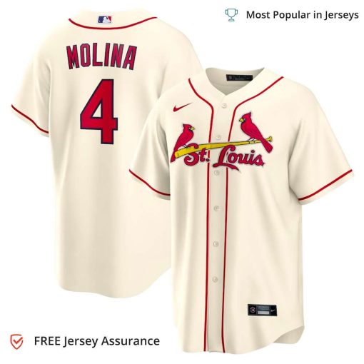 Men’s St. Louis Cardinals Molina Cardinals Jersey, Nike Cream Alternate MLB Replica Jersey – Best MLB Jerseys