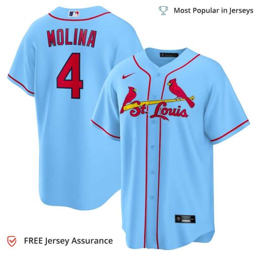 Men’s St. Louis Cardinals Molina Cardinals Jersey, Nike Light Blue Alternate MLB Replica Jersey – Best MLB Jerseys