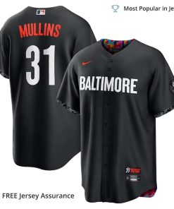Men’s Baltimore Orioles Cedric Mullins Jersey, Nike Black 2023 City Connect MLB Replica Jersey – Best MLB Jerseys