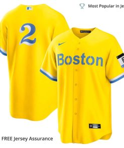 Men's Boston Red Sox Bogaerts Jersey, Nike Gold/Light Blue City Connect MLB Replica Jersey - Best MLB Jerseys
