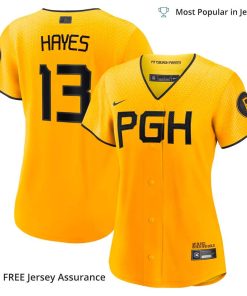 Women’s Pittsburgh Pirates Ke Bryan Hayes Jersey, Nike Gold 2023 City Connect MLB Replica Jersey – Best MLB Jerseys