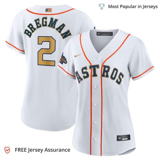 Women’s Astros Bregman Jersey, Nike White/Gold 2023 Gold Collection MLB Replica Jersey – Best MLB Jerseys