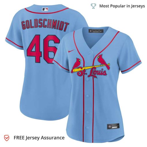 Women’s St. Louis Cardinals Goldschmidt Jersey, Nike Light Blue Alternate MLB Replica Jersey – Best MLB Jerseys