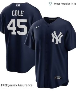 Men’s New York Yankees 45 Gerrit Cole Jersey, Nike Navy Alternate MLB Replica Jersey – Best MLB Jerseys