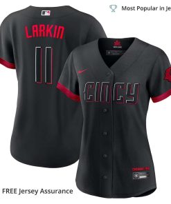 Women's Cincinnati Reds Barry Larkin Jersey, Nike Black 2023 City Connect MLB Replica Jersey - Best MLB Jerseys