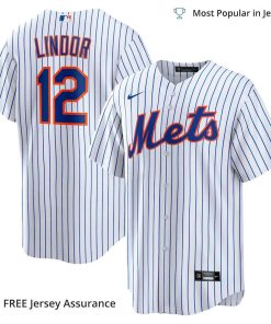 Men’s New York Mets Lindor Mets Jersey, Nike White Home MLB Replica Jersey – Best MLB Jerseys