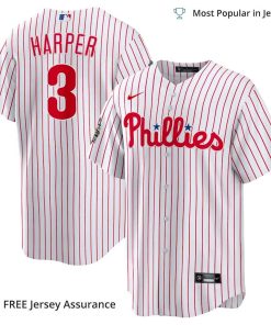 Men's Philadelphia Phillies Bryce Harper World Series Jersey, Nike White 2022 MLB Replica Jersey - Best MLB Jerseys