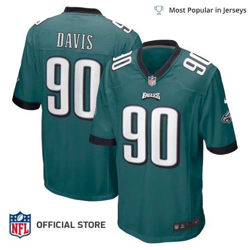 NFL Jersey Men’s Philadelphia Eagles Jordan Davis Jersey Nike Green Player Game Jersey