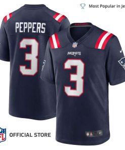 NFL Jersey Men’s New England Patriots Jabrill Peppers Jersey, Nike Navy Game Jersey