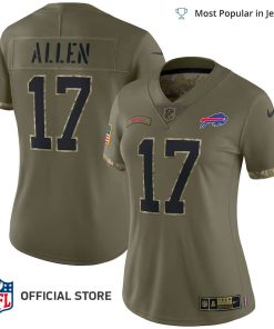 NFL Jersey Women’s Buffalo Bills Josh Allen Jersey, Nike Olive 2022 Salute To Service Limited Jersey