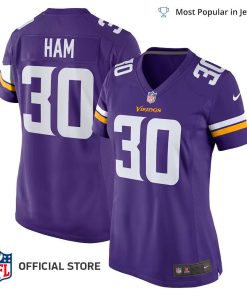 NFL Jersey Women’s Minnesota Vikings CJ Ham Jersey Purple Game Jersey