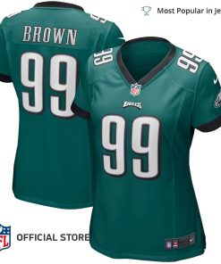 NFL Jersey Women’s Philadelphia Eagles Jerome Brown Jersey Midnight Green Game Retired Player Jersey