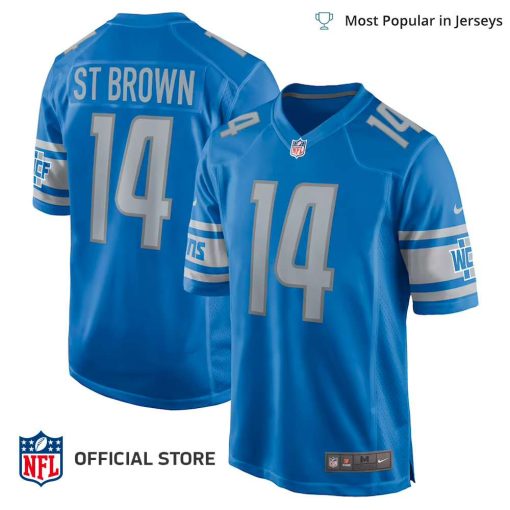 NFL Jersey Men’s Detroit Lions Amon Ra St Brown Jersey Blue Game Player Jersey