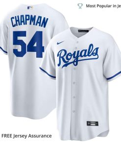 Men’s Kansas City Royals Aroldis Chapman Jersey, Nike White Home MLB Replica Jersey – Best MLB Jerseys
