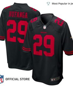 NFL Jersey Men’s San Francisco 49ers Hufanga Jersey Black Fashion Game Jersey
